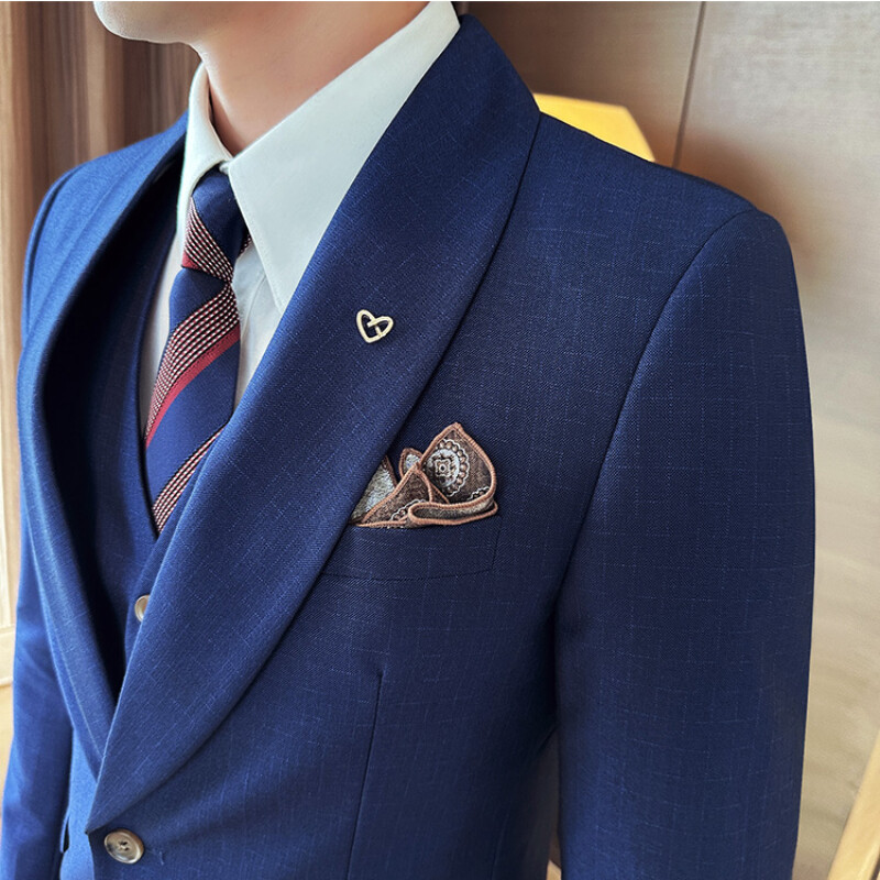 Muško vjenčanje Mladoženjin kaput Hlače Prsluk 3-dijelni set/muško vjenčanje Novo jesensko poslovno formalno jednobojno odijelo Luksuzno tanko zgodno