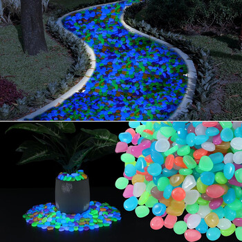 50/200PCS Glow in The Dark Rocks Υπαίθρια φωτεινά λαμπερά βότσαλα Πέτρες Βράχοι για εσωτερικές διακοσμήσεις εξωτερικού χώρου Αυλή με γκαζόν κήπου