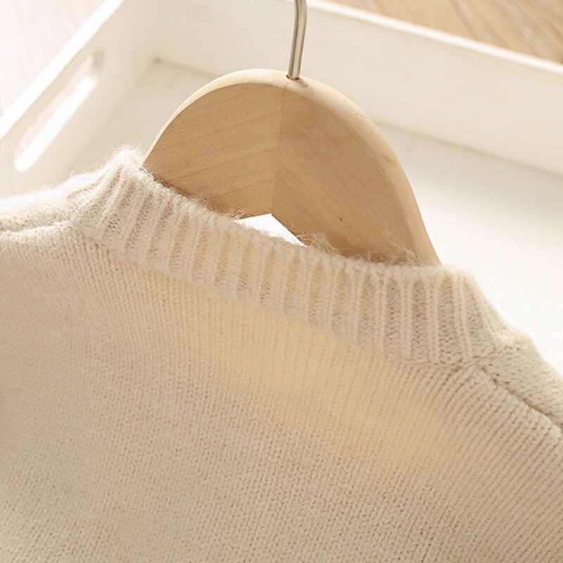 Mergaičių megztinis megztinis vaikams kūdikių žakardo grubus megztas rudeniniai drabužiai ilgomis rankovėmis paltas mažiems vaikams kalėdinis kostiumas