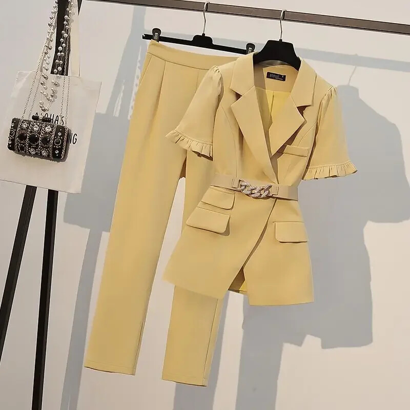 Öltönyök Női nadrág Alkalmi női nadrág kétrészes szett Új blézer és elegáns elegáns ruházati trend 2024 Esztétikus Xxl Eladó D