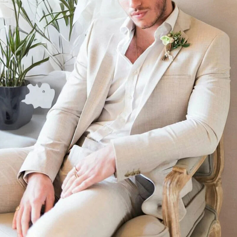 Linased pulmaülikonnad meestele Garden Slim Fit smoking Groomsmen, 2 tk Blazer Notch Lapel Moe ülikonna jope pükstega 2024