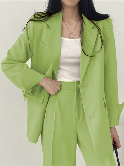 Korejas modes pavasara sieviešu kostīmi, ikdienas bikses, 2 daļīgi komplekti, sieviešu tērpi, mēteļi, šauri pieguļoši sieviešu apģērbi.