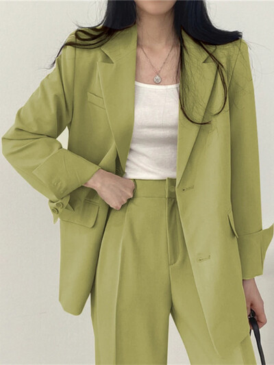 Korejas modes pavasara sieviešu kostīmi, ikdienas bikses, 2 daļīgi komplekti, sieviešu tērpi, mēteļi, šauri pieguļoši sieviešu apģērbi.