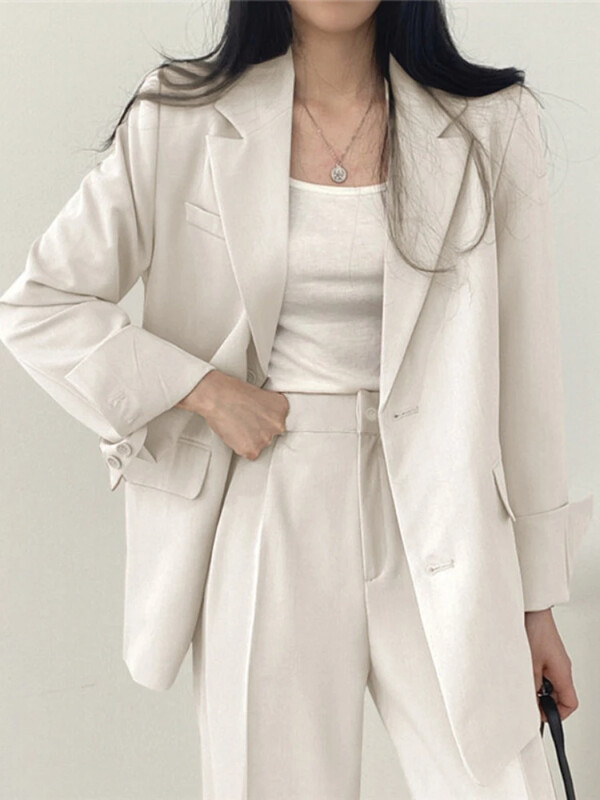 Korejas modes pavasara sieviešu kostīmi, ikdienas bikses, 2 daļīgi komplekti, sieviešu tērpi, mēteļi, šauri pieguļoši sieviešu apģērbi.