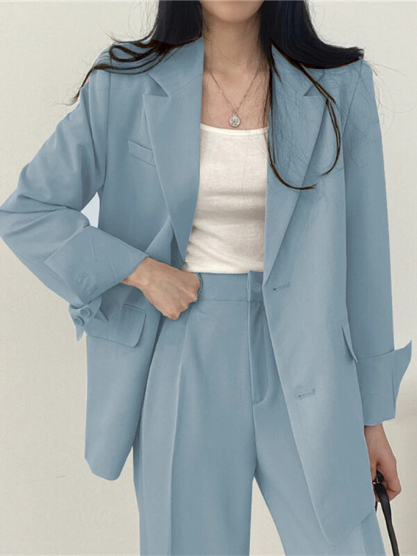 Korejas modes pavasara sieviešu kostīmi, ikdienas bikses, 2 daļīgi komplekti, sieviešu tērpi, mēteļi, šauri pieguļoši sieviešu apģērbi.