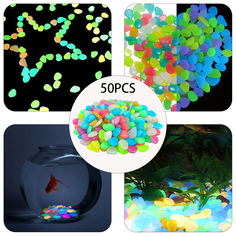 50PCS/Set Svjetleći kamenčići Svjetleće kamenje za akvarijske ribice Kućni vrt Dekoracija dvorišta