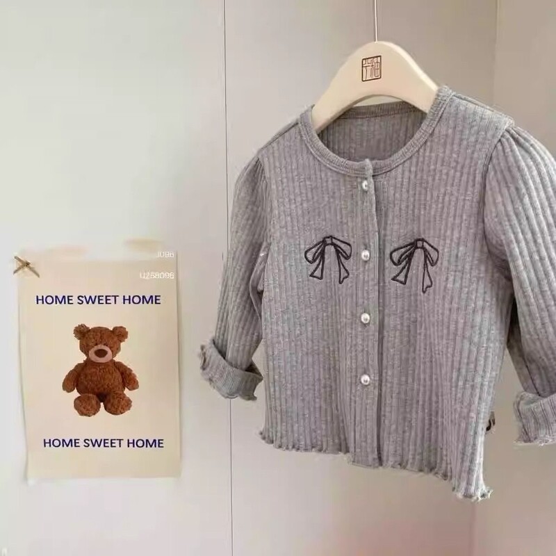 Dječji džemperi za djevojčice Slatki izvezeni pleteni kardigan s mašnom Kawaii ružičasti pleteni pulover za djevojčice 2-7 godina