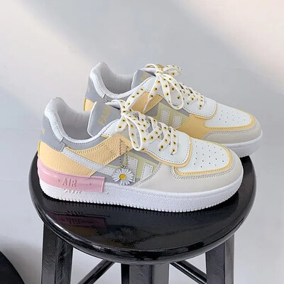 Pantofi de damă Tenis alb Pantofi de femei Primăvară Vară Pantofi de rând pentru femei Pantofi cu platformă Pantofi vulcanizați de damă ocazional cu șireturi