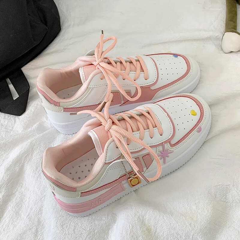 Pantofi de damă Tenis alb Pantofi de femei Primăvară Vară Pantofi de rând pentru femei Pantofi cu platformă Pantofi vulcanizați de damă ocazional cu șireturi