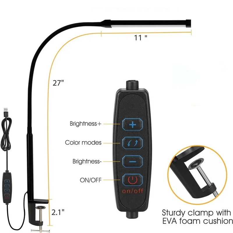 LED nakts galda galda lampas USB uzlādējama lasīšanas lampiņa ar skavu biroja naktsgaldiņam Guļamistabas piederumi