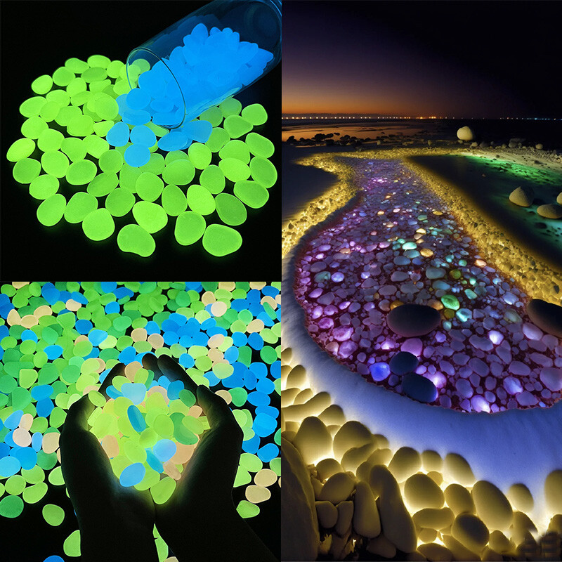 25/50 buc. Pietre luminoase Pietricele Piscină în aer liber Alee alea Terasă Peluză Grădină Pietre strălucitoare Pietricele Decor Strălucire în întuneric