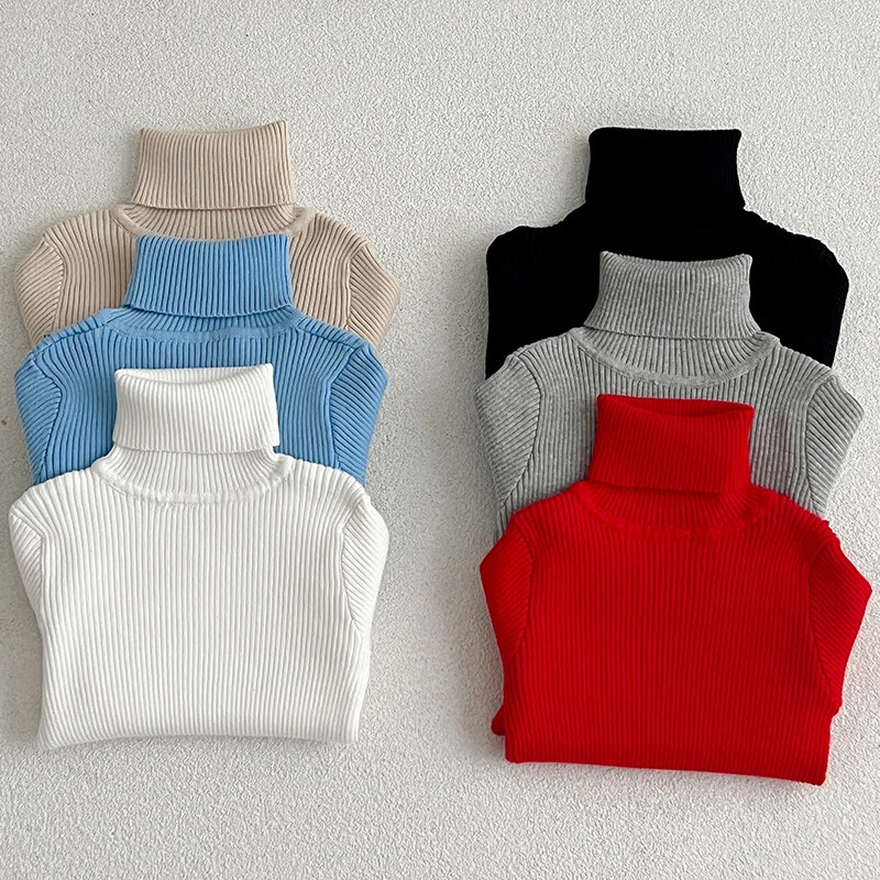 Pleteni džemperi s dolčevitima za bebe Zimska odjeća za djevojčice Dječji puloveri za dječake Pleteni puloveri za malu djecu Znojna pamučna odjeća za bebe