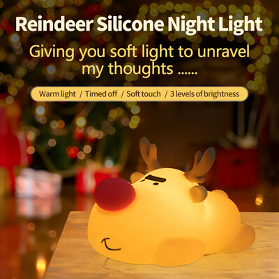 Punjiva božićna stolna svjetiljka Led noćna svjetiljka Rudolph Reindeer Cartoon Halloween Rasvjeta Stol Bedroom Decor Bundeva Darovi