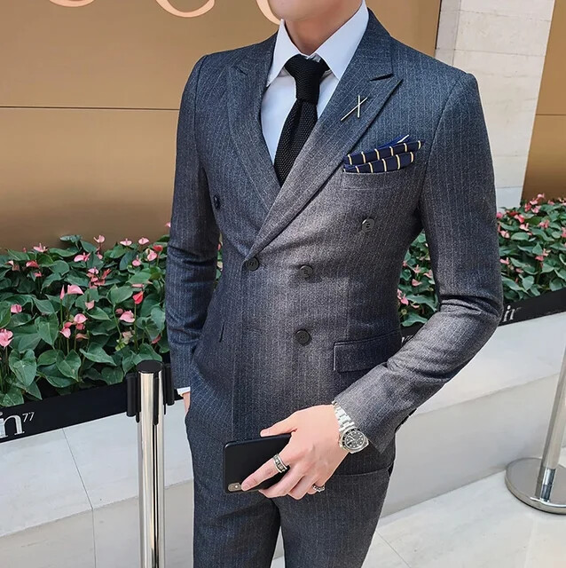 S-6XL (Blazer + prsluk + hlače) Brand muško formalno poslovno odijelo Trodijelni komplet mladoženja vjenčanica jednobojna karirana haljina