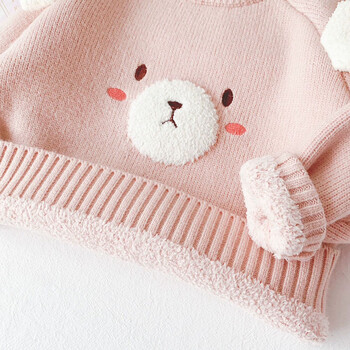 MILANCEL 2024 Χειμερινά παιδικά πουλόβερ 1-6 Y Girl\'s Add Fleece Knit Πουλόβερ Παιδικό χαριτωμένο πουλόβερ με αρκουδάκι