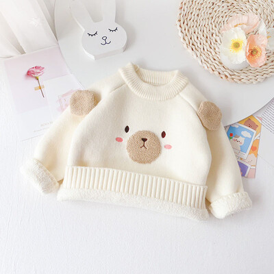 MILANCEL 2024 Pulovere de iarnă pentru copii 1-6 ani Pulover tricotat cu lână pentru fete 1-6 ani Pulover drăguț urs din desene animate pentru copii