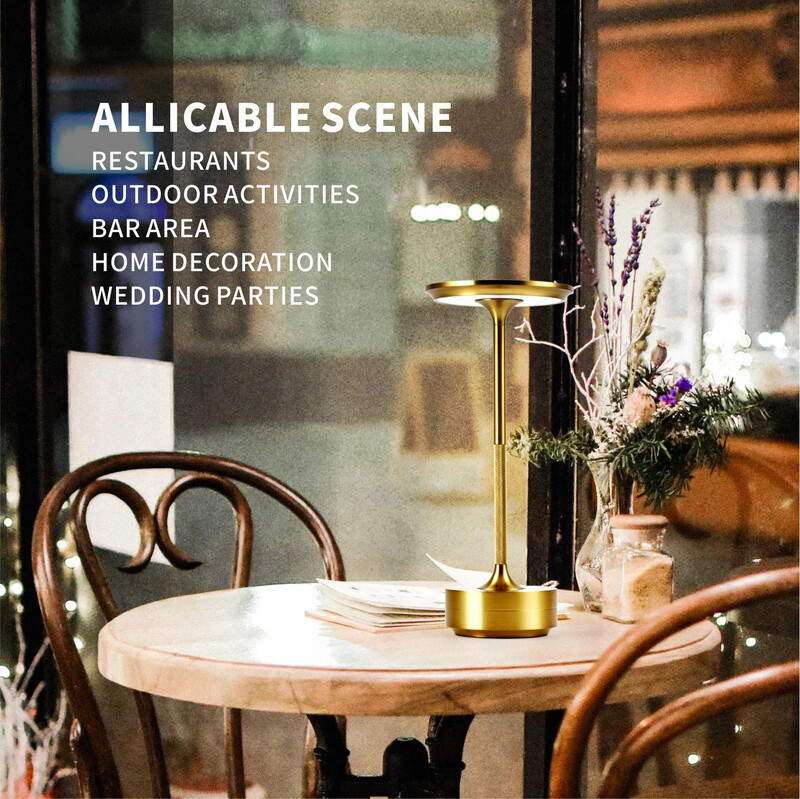 Újratölthető LED-es érintésérzékelő Kávé Nappali Olvasás Étterem Hálószoba Asztali lámpa Egyszerű töltés Dekoratív lámpa