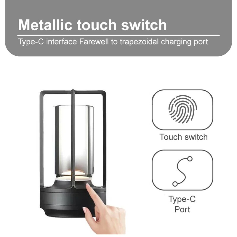 Lampă de masă LED Aluminiu Cristal Restaurant Bar Lampă de birou Reglarea atmosferei 5200mAh Încărcare USB Comutator tactil Decorare dormitor