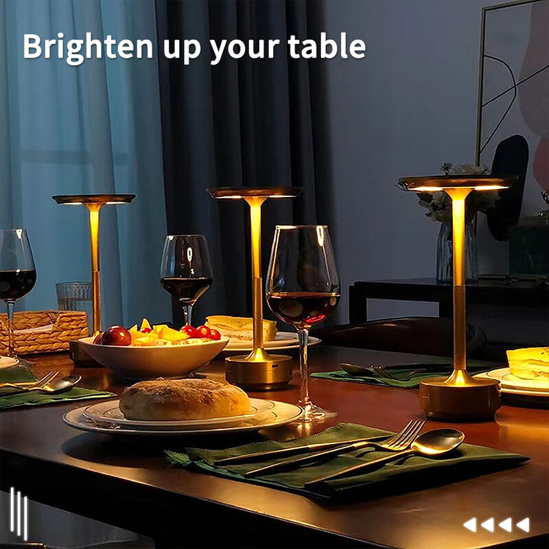 LED újratölthető érintéses fém asztali lámpa tompított hangulat Retro étterem bár asztali lámpa környezeti fény dekoráció éjszakai fény