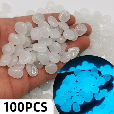 100 de bucăți strălucitoare în întuneric pietricele de grădină pentru trotuar, grădină, terasă, gazon, grădină, curte, rezervor de pește, decorare pentru acvariu, piatră strălucitoare