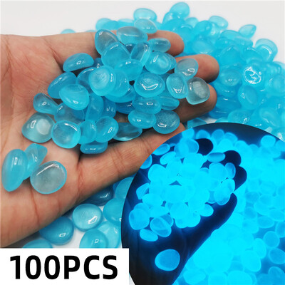 100 de bucăți strălucitoare în întuneric pietricele de grădină pentru trotuar, grădină, terasă, gazon, grădină, curte, rezervor de pește, decorare pentru acvariu, piatră strălucitoare