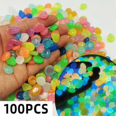 100 de bucăți strălucitoare în întuneric pietricele de grădină pentru trotuar, grădină, terasă, gazon, grădină, curte, rezervor de pește, decorare pentru acvariu, piatră strălucitoare