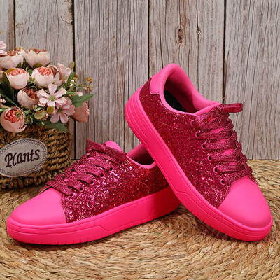 Sieviešu sporta kurpes ar platformu, spīdīgu dekorāciju, skeitborda apavi ikdienas āra apavi Ērti sporta apavi skriešanai 45 pārim