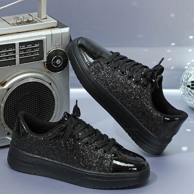 Sieviešu sporta kurpes ar platformu, spīdīgu dekorāciju, skeitborda apavi ikdienas āra apavi Ērti sporta apavi skriešanai 45 pārim