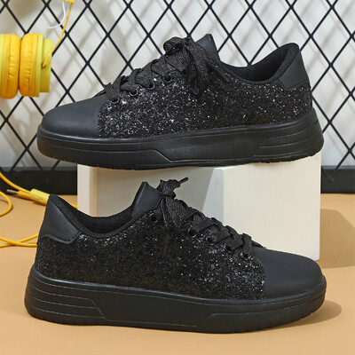 Sieviešu sporta kurpes ar platformu, spīdīgu dekorāciju, skeitborda apavi ikdienas āra apavi Ērti sporta apavi skriešanai 45 pārim