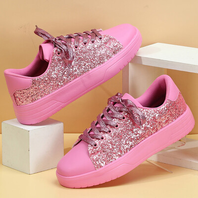 Sieviešu sporta kurpes ar platformu, spīdīgu dekorāciju, skeitborda apavi ikdienas āra apavi Ērti sporta apavi skriešanai 45 pārim
