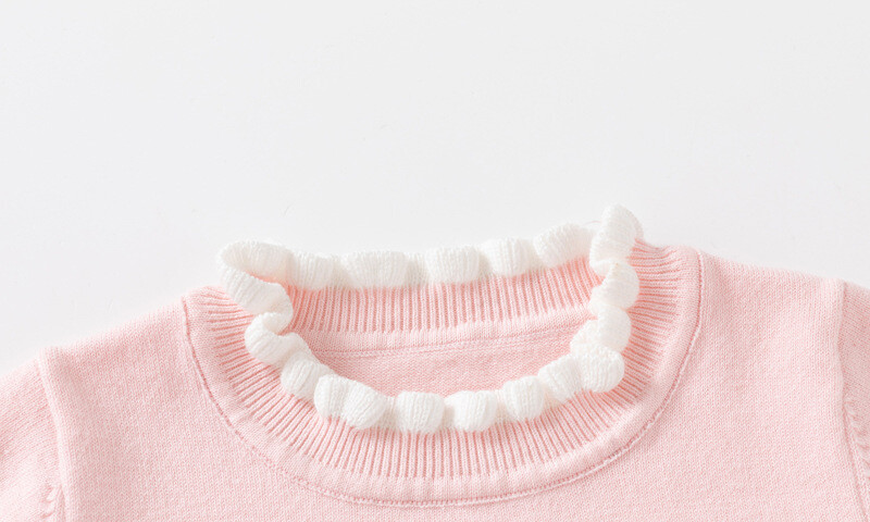 2024 Детски есенни дрехи Нови бебешки момичета Пуловер с пайети Пеперуда Трикотаж Горнища Детски волани Дълги ръкави Памучен топъл пуловер