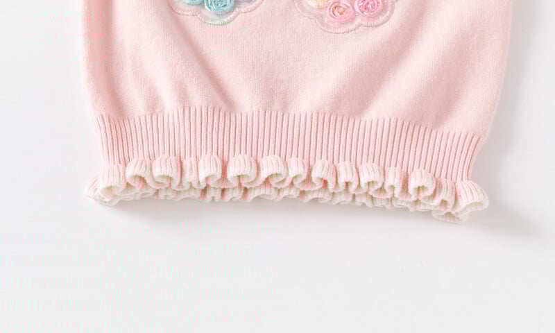 2024 Детски есенни дрехи Нови бебешки момичета Пуловер с пайети Пеперуда Трикотаж Горнища Детски волани Дълги ръкави Памучен топъл пуловер