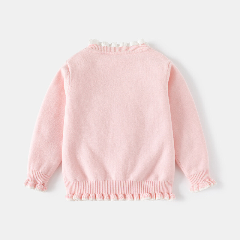 2024 Детски есенни дрехи Нови бебешки момичета Пуловер с пайети Пеперуда Трикотаж Горнища Детски волани Дълги ръкави Памучен топъл пуловер