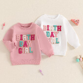 Citgeett őszi gyerekek lány pulóver levél hímzett hosszú ujjú, alkalmi pulóver felsők születésnapi ruhák