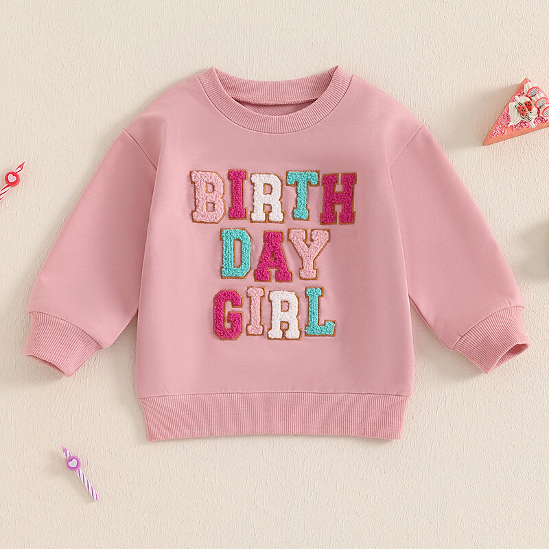 Citgeett őszi gyerekek lány pulóver levél hímzett hosszú ujjú, alkalmi pulóver felsők születésnapi ruhák