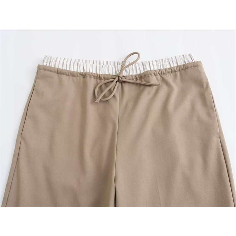 Ženski komplet hlača Ljeto 2024. Novi 2-dijelni set Tanko odijelo s hlačama s elastičnim V-izrezom u struku Chic Blagdansko odijelo za ulično slobodno vrijeme