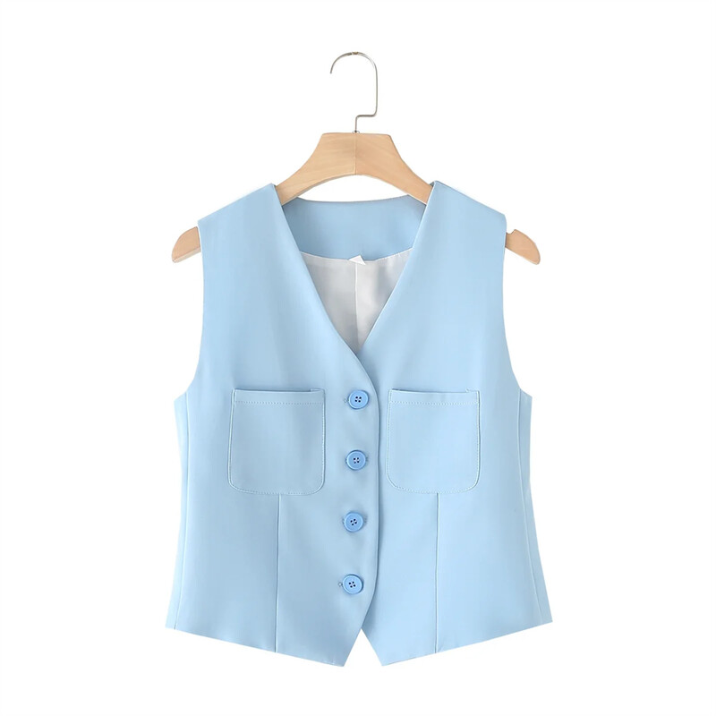 Kar&Otza 2024 novi ženski moderan jednobojni prsluk s grudima bez rukava visokog struka, temperamentni komplet hlača