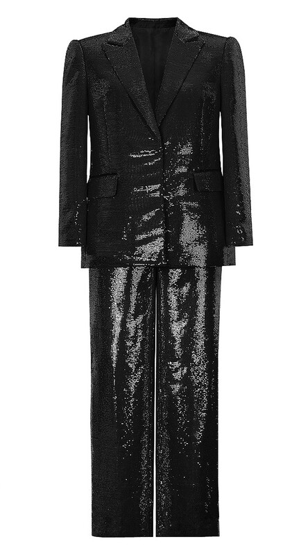 Divdaļīgs spīdīgs žakete komplekts sievietēm, jaka ar fliteriem, pērlītēm, augšējais un bikškostīms, mētelis ar garām piedurknēm, platas bikses, Bling apģērbs