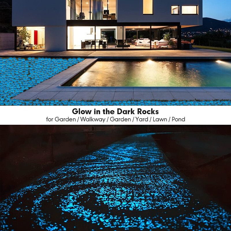 200 db/csomag Kerti dekor világító kövek világító sötét kerti nyolcszög kövek dekoratív kavicsok kültéri sétány akvárium dekor