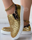 Tenisice Ženske natikače s leopard uzorkom, kontrastnim šljokicama, Ženske ravne cipele Ženska sportska obuća Tenisice Mokasine od vulkaniziranog kristala