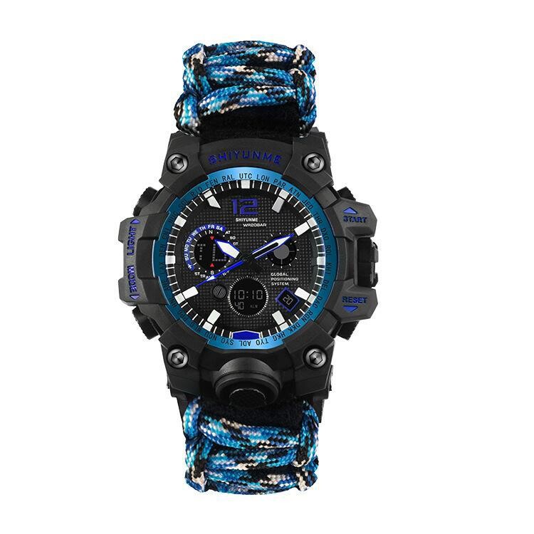  Kemping Flintstone hőmérő iránytű férfi kültéri sportok vészhelyzeti életmentő elektronikus karóra