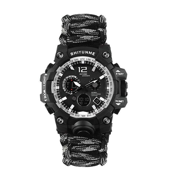  Kemping Flintstone hőmérő iránytű férfi kültéri sportok vészhelyzeti életmentő elektronikus karóra