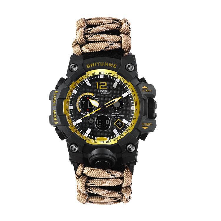  Kemping Flintstone hőmérő iránytű férfi kültéri sportok vészhelyzeti életmentő elektronikus karóra