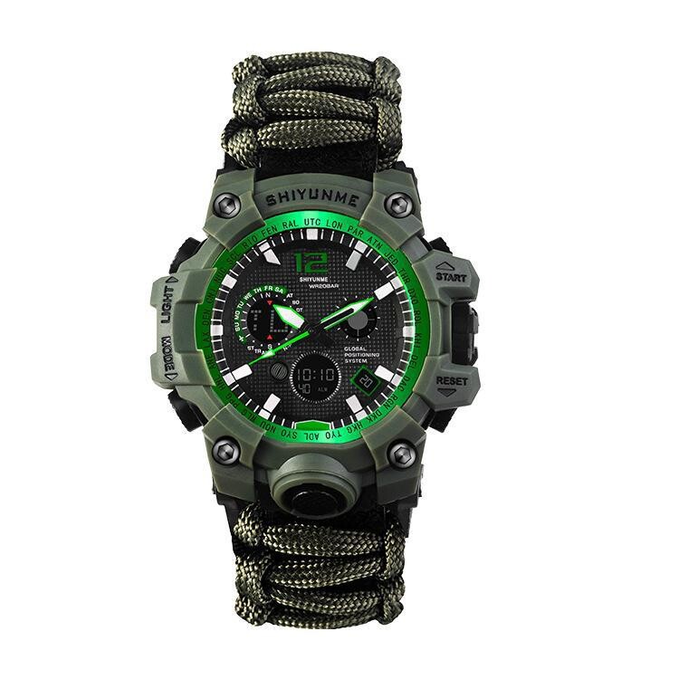  Kemping Flintstone hőmérő iránytű férfi kültéri sportok vészhelyzeti életmentő elektronikus karóra