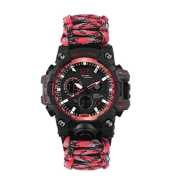  Kemping Flintstone hőmérő iránytű férfi kültéri sportok vészhelyzeti életmentő elektronikus karóra