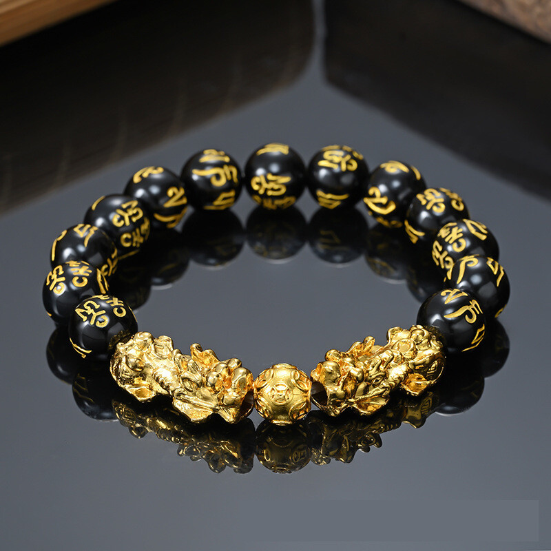 Six Character Mantra Vietnamese Sand Gold Lucky Bracelet 3D Gold Plated Buddhist Bead Jewelry Small Goods Yiwu Dropshipping