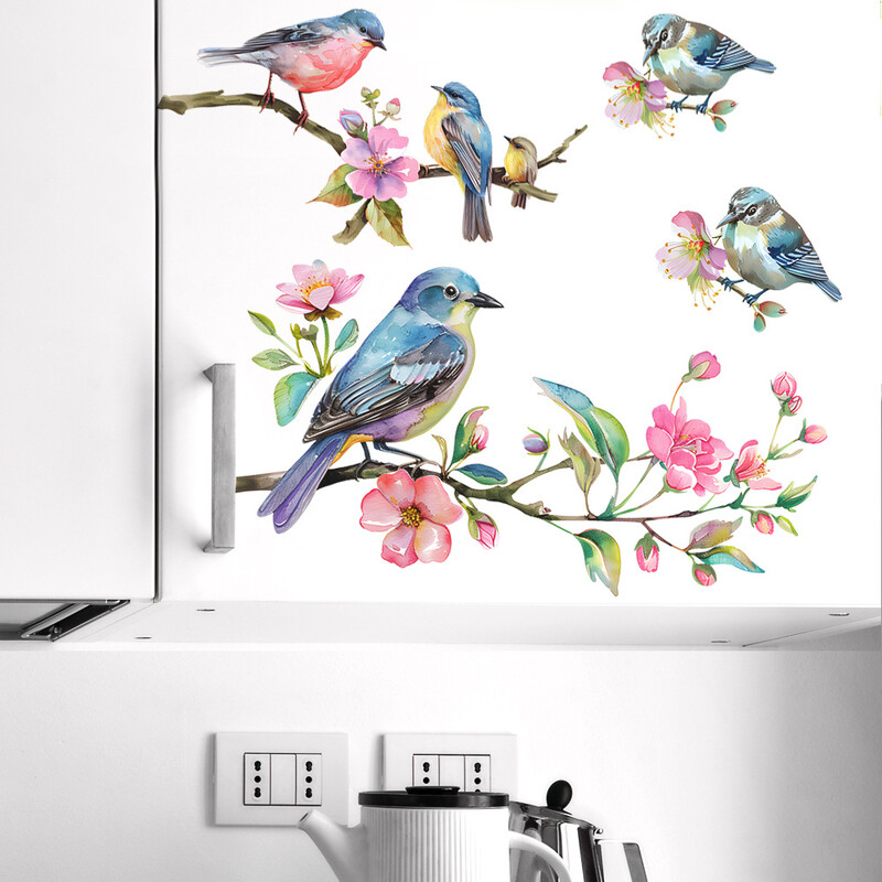 Krāsoti ziedi Zari Putni Stikla durvis un logi Dzīvojamā istaba Mājas noformējums Dekoratīvās logu uzlīmes