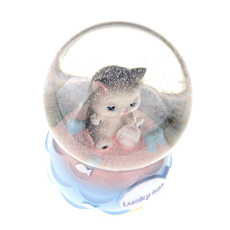 Играчка Преспапие, Коте, Музикална, Светеща, Пластмаса/стъкло,10х15 см