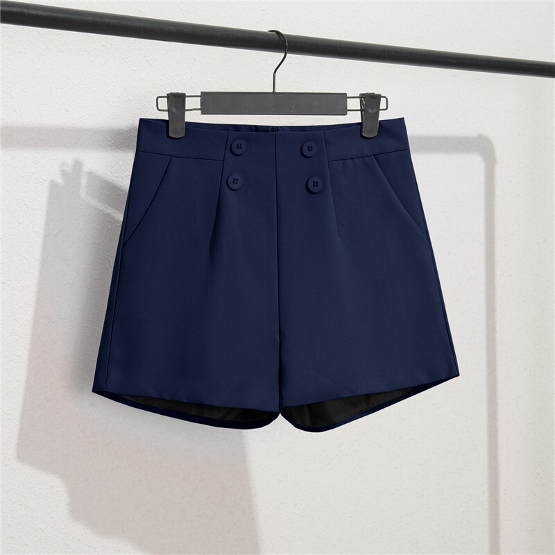 Khaki rövidnadrág, női fekete, nyári karcsú, 2024-es új, bő, magas derekú, A-vonalú, hétköznapi széles szárú nadrág