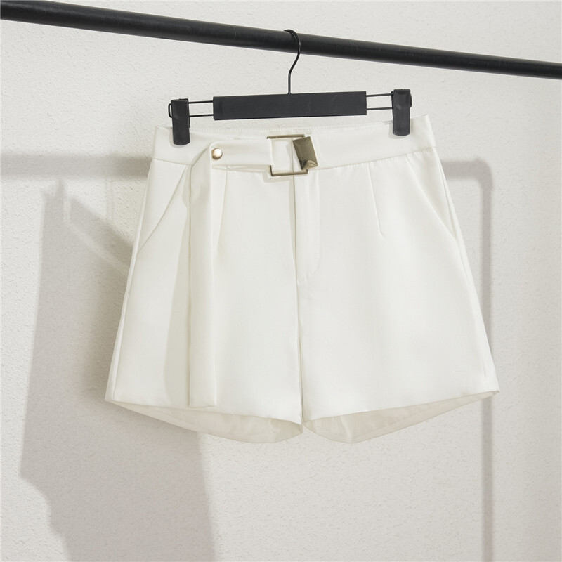 Khaki rövidnadrág, női fekete, nyári karcsú, 2024-es új, bő, magas derekú, A-vonalú, hétköznapi széles szárú nadrág